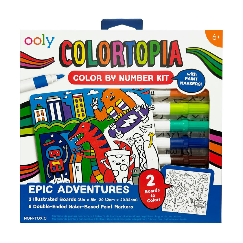 Colortopia Color By Number Paint Marker Kit - Epic Adventures