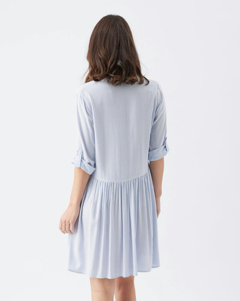 Sam Stripe Dress  Sky Blue / White