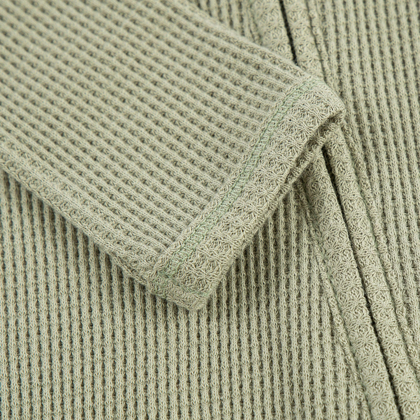 Tea Waffle Zipper Footed Romper