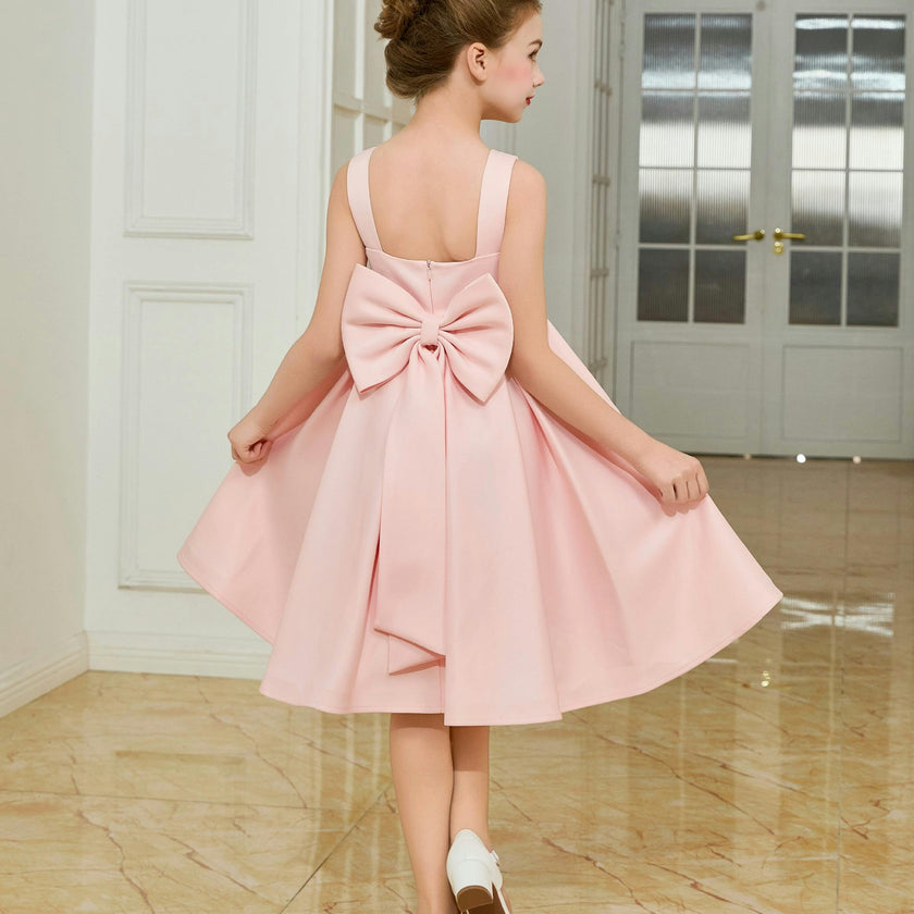 Pink Redwooda Satin Bow-Back Dress
