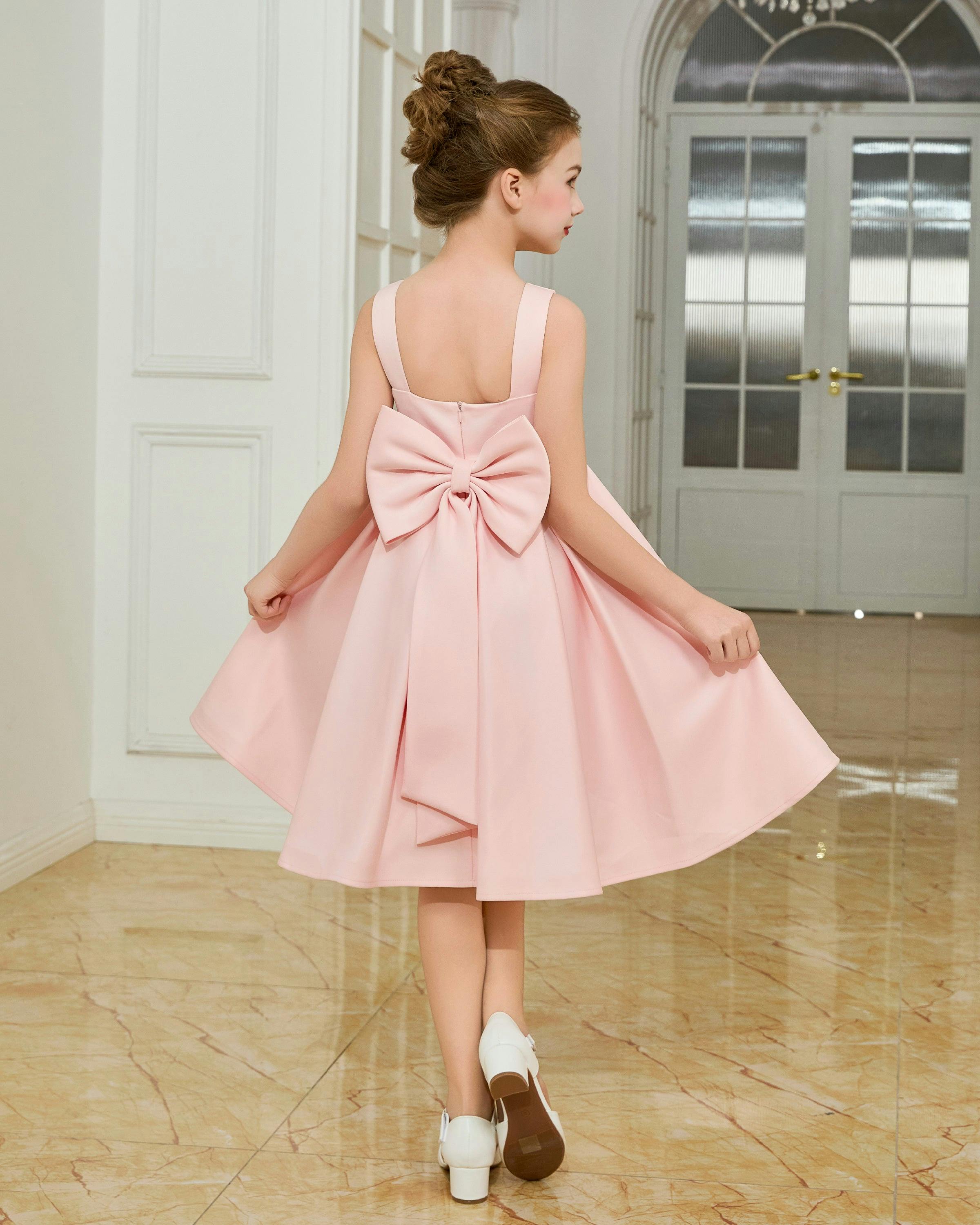 Pink Redwooda Satin Bow-Back Dress