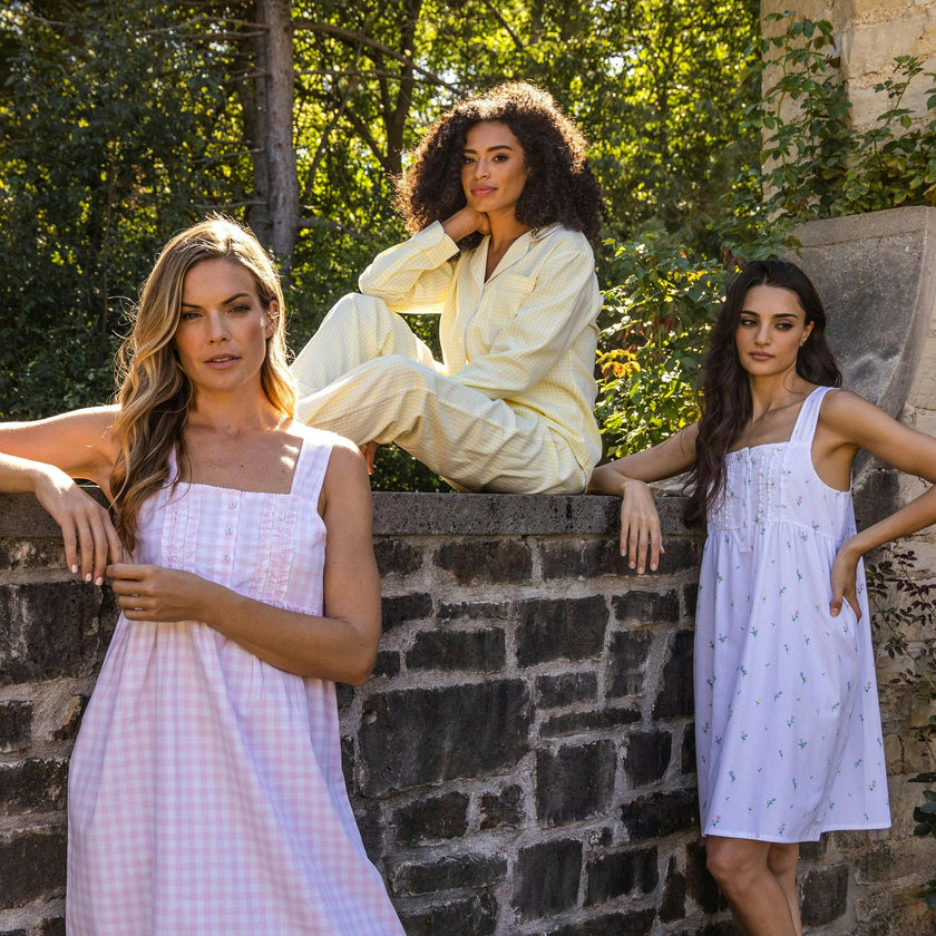Women's Twill Charlotte Nightgown in Pink Gingham