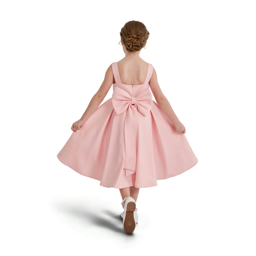 Pink Redwooda Satin Bow-Back Dress