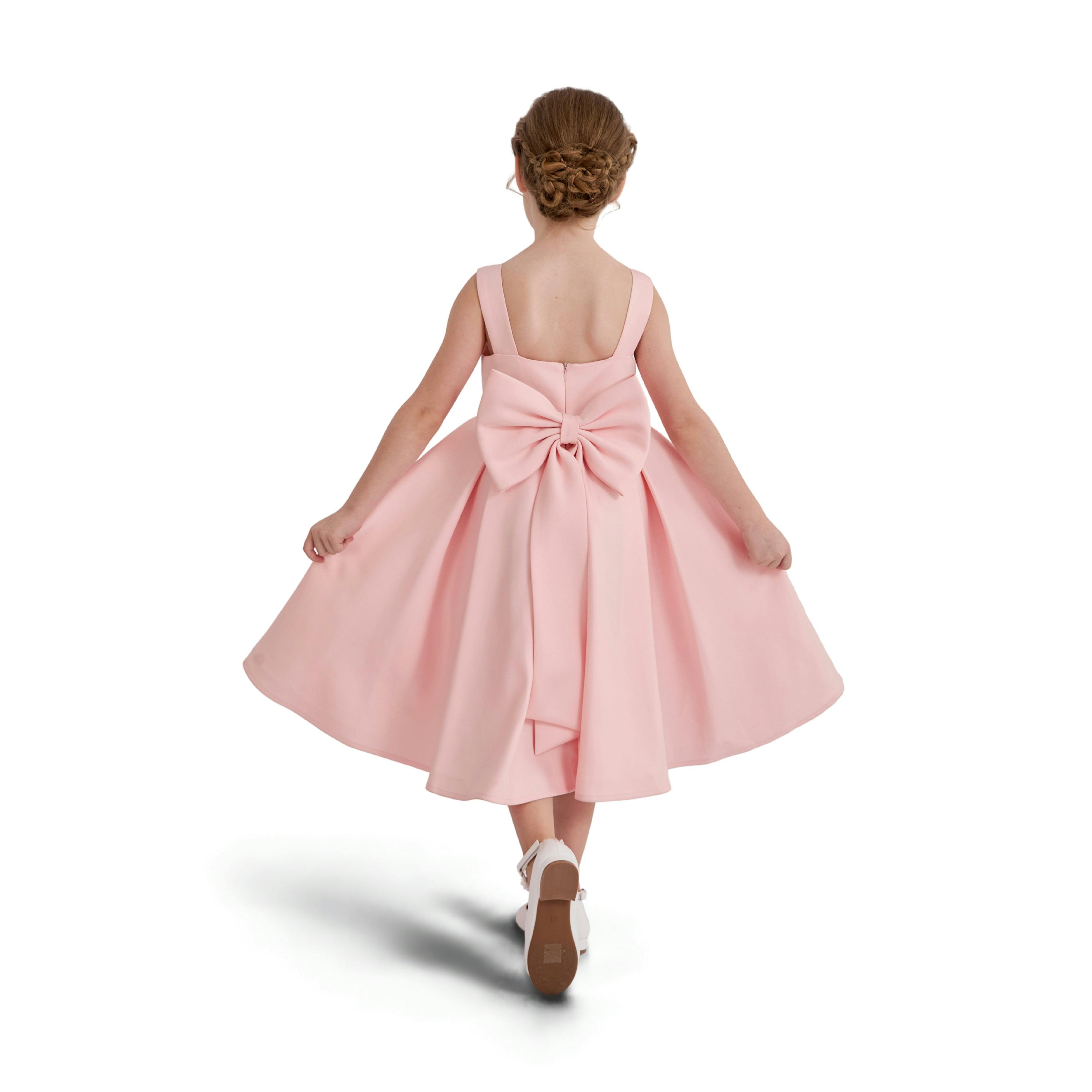 Pink Redwooda Satin Bow-Back Dress