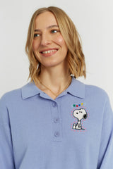 Wool-Cashmere Snoopy Polo Sweater