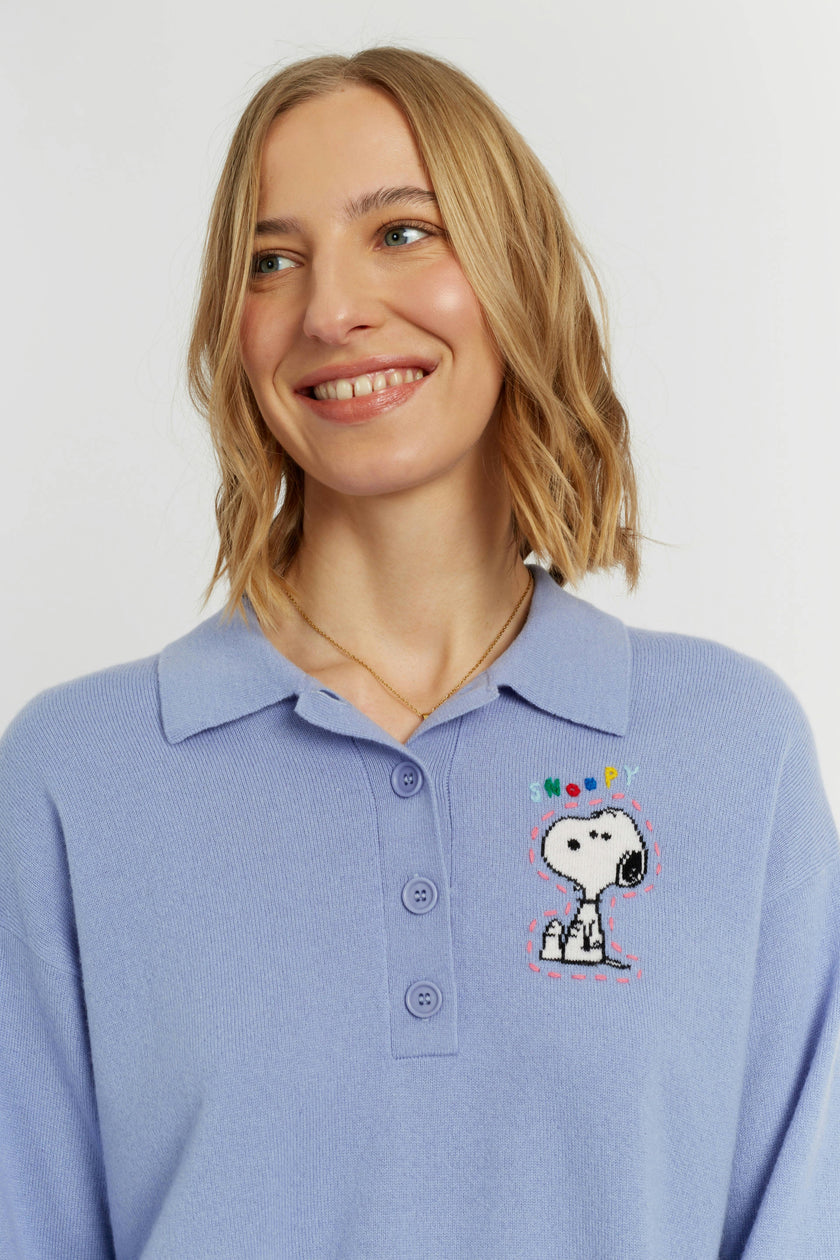 Wool-Cashmere Snoopy Polo Sweater