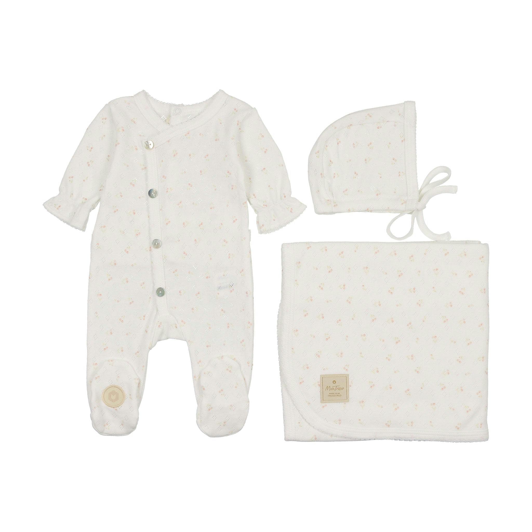 Spray of Cherries Layette Set Ivory