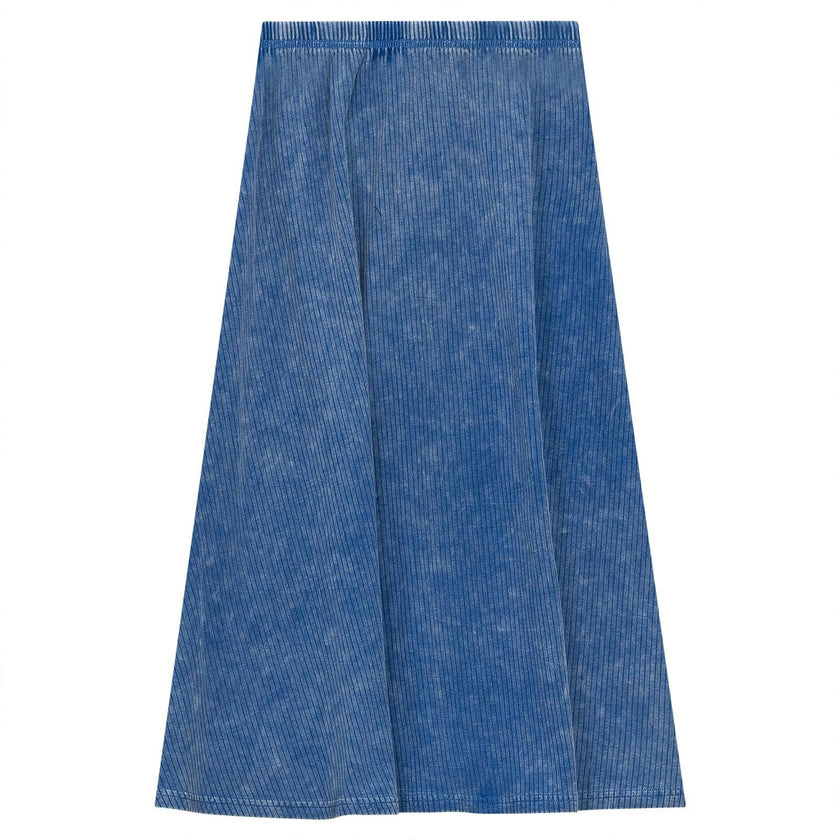 Distressed Ribbed A-Line Skirt