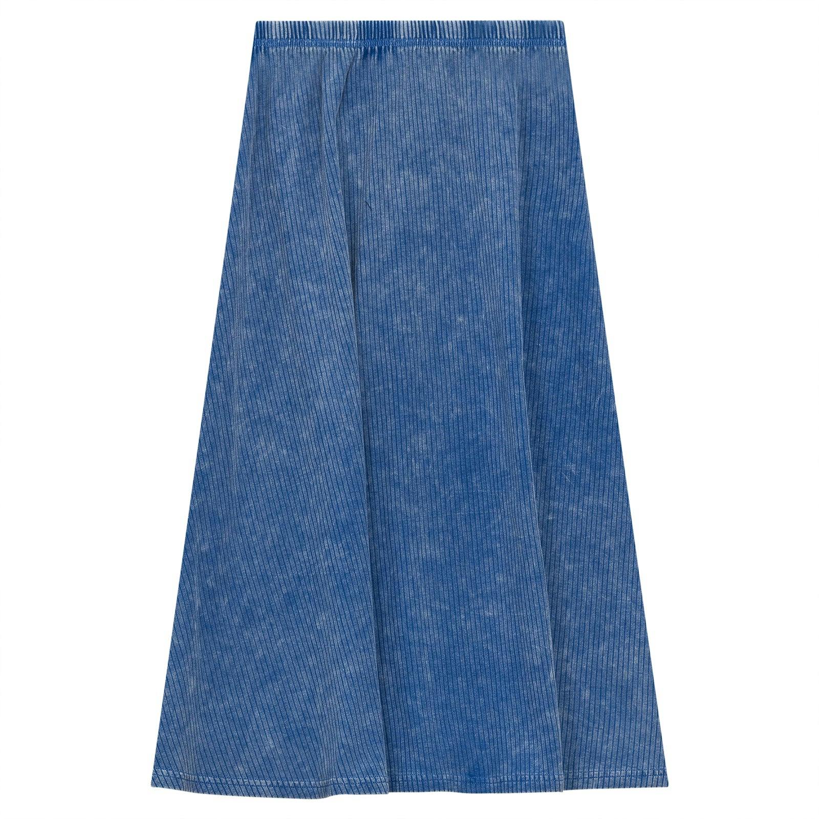Distressed Ribbed A-Line Skirt