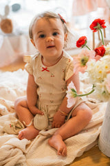 Pointelle Skirt Onesie in Cherries