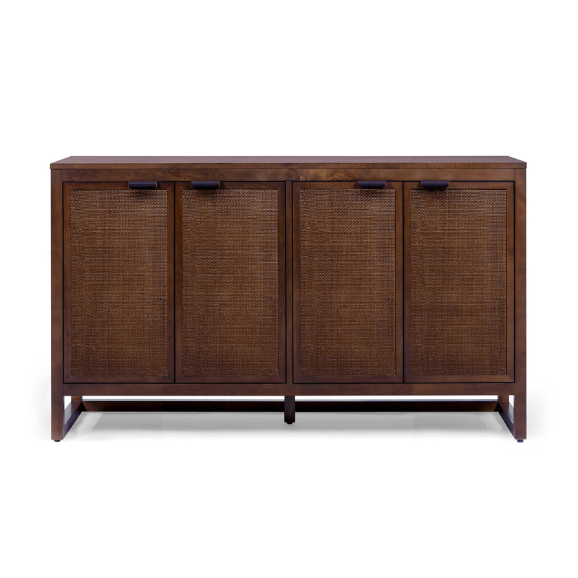 Hatteras Sideboard Cabinet with 4 Rattan Inlay Doors and Adjustable Shelf