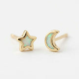 Opal Star Moon Stud Earrings
