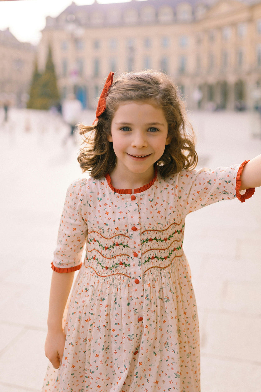 ELYSEE FLORAL WINTER SMOCKED DRESS