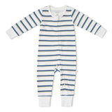 Organic 2-Way Zip Romper - Navy Stripe