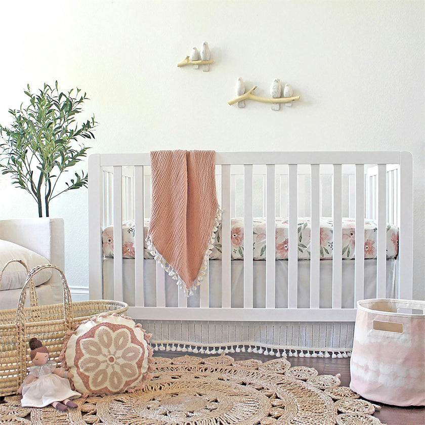 Parker Fitted Crib Sheet (Pink Floral)