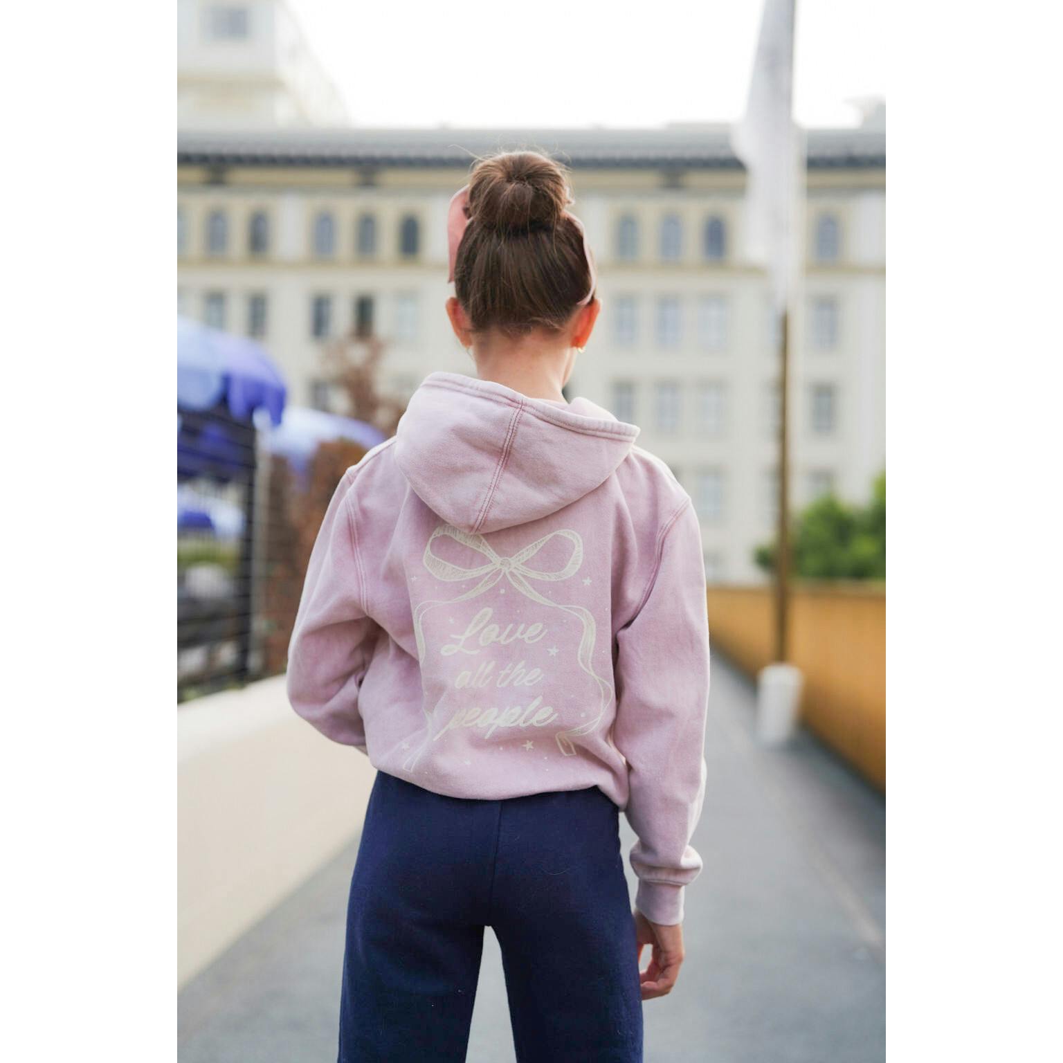 Kids Love People Hoodie-Washed Pink-Girls