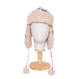 The Cozy Trapper Hat – Teddy Bears Print with Irish Cream Sherpa Liner & Pompoms