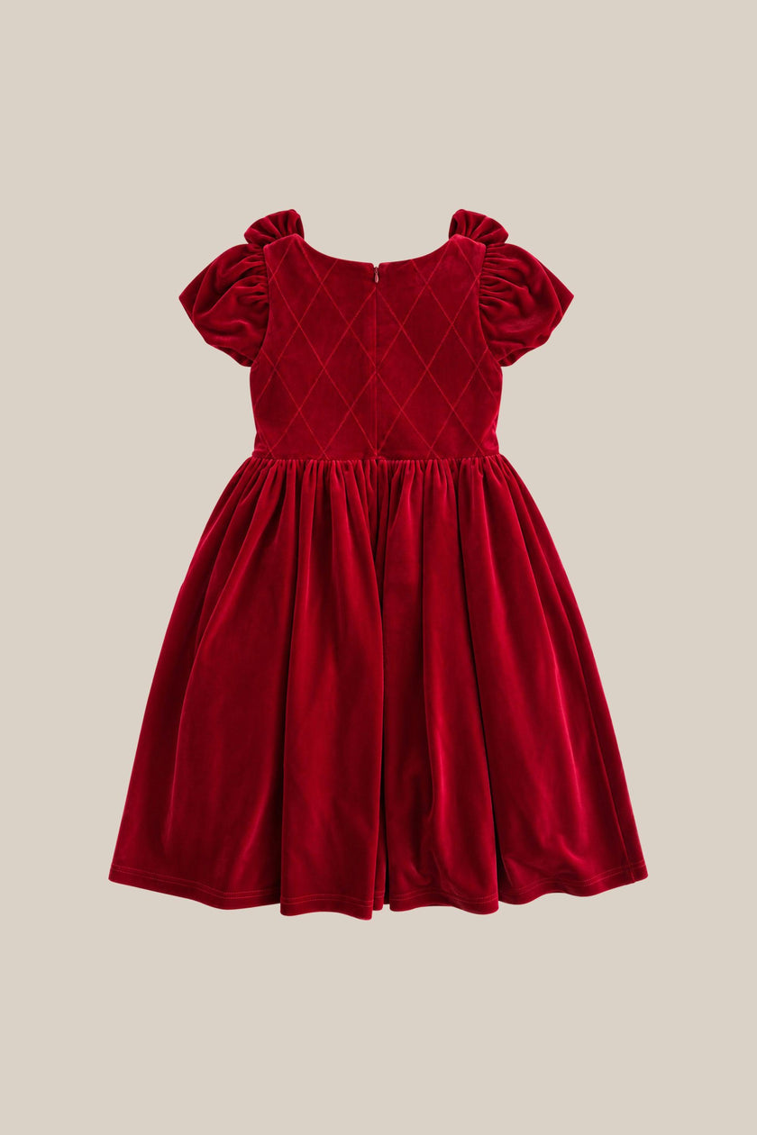 Mini Tiara Dress in Poinsettia Velvet