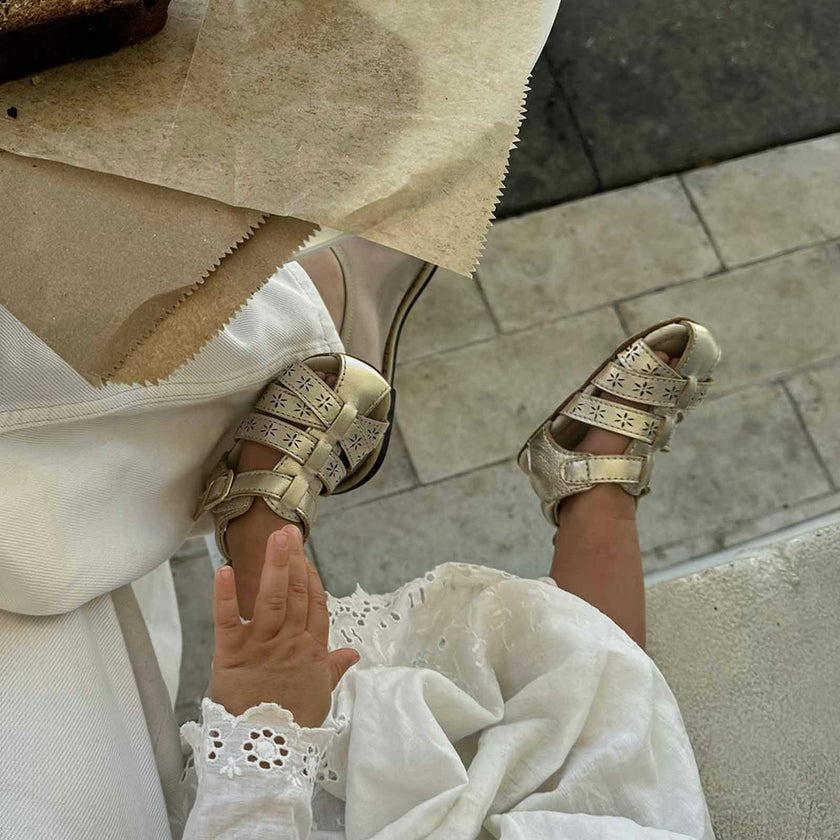 Fleur Gold Leather Sandal