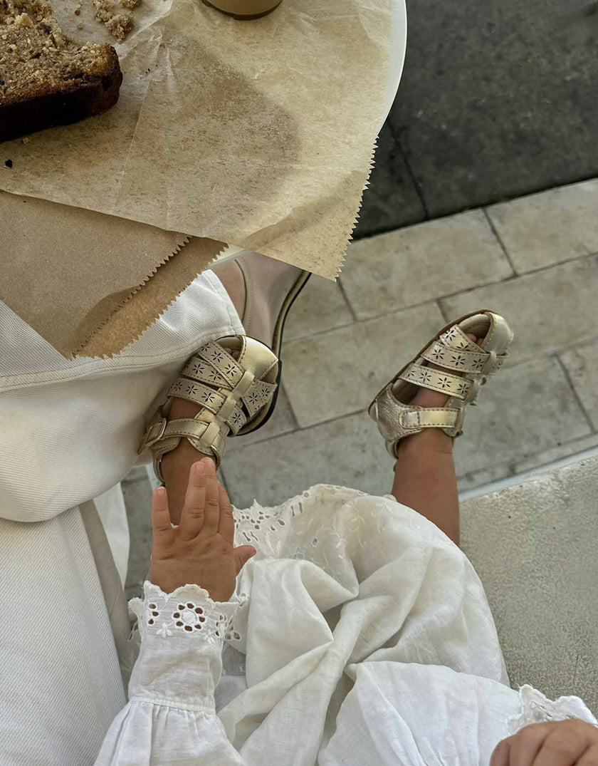 Fleur Gold Leather Sandal