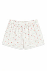 Teddy White With Rose Pointelle Shorts