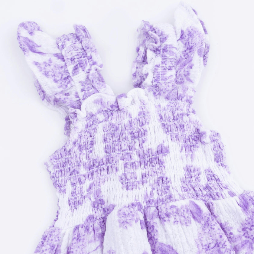 Lilac Floral - Smocked Sundress with Bloomer