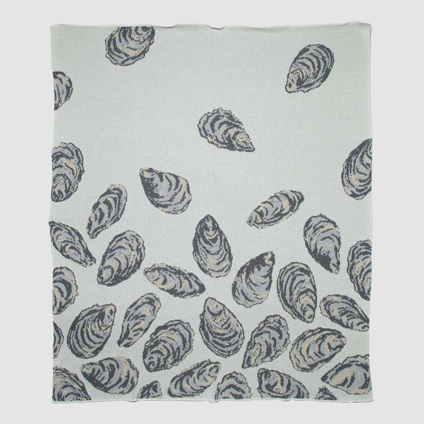 Cotton Sustainable Knit Throw Blanket | Coastal - Oyster