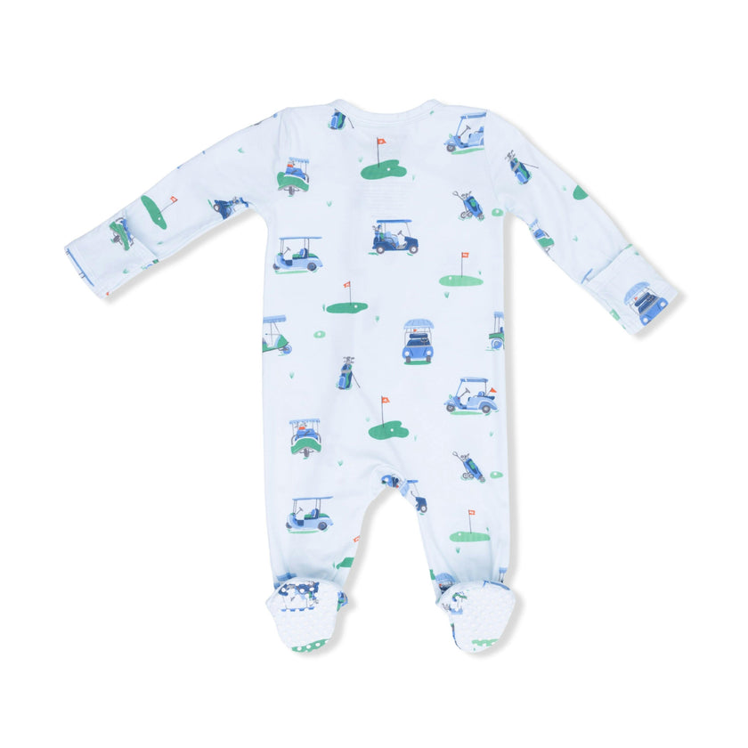 Vintage Golf Carts Blue - 2 Way Zipper Footie