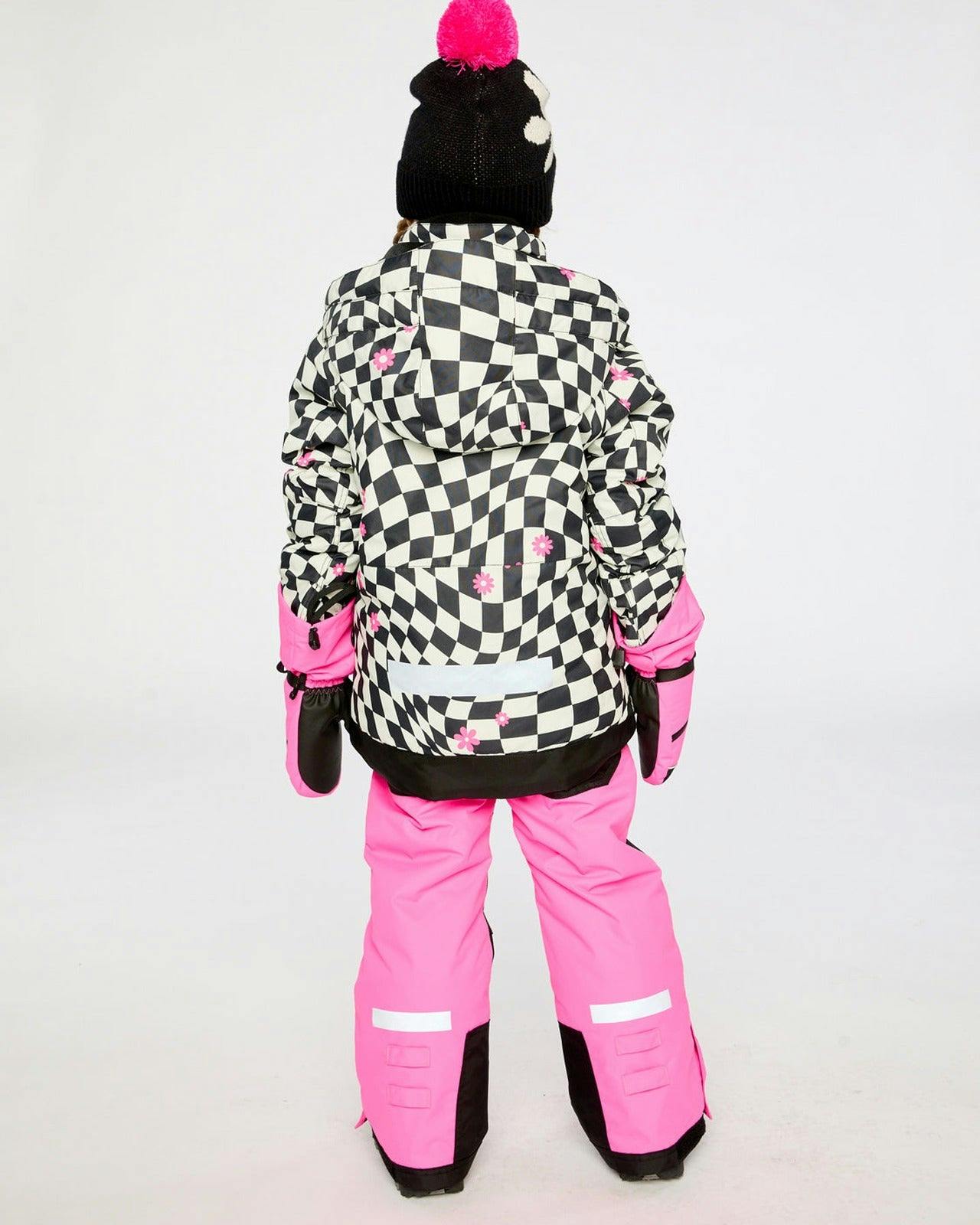 Two Piece Teknik Snowsuit Bright Pink And Checkered