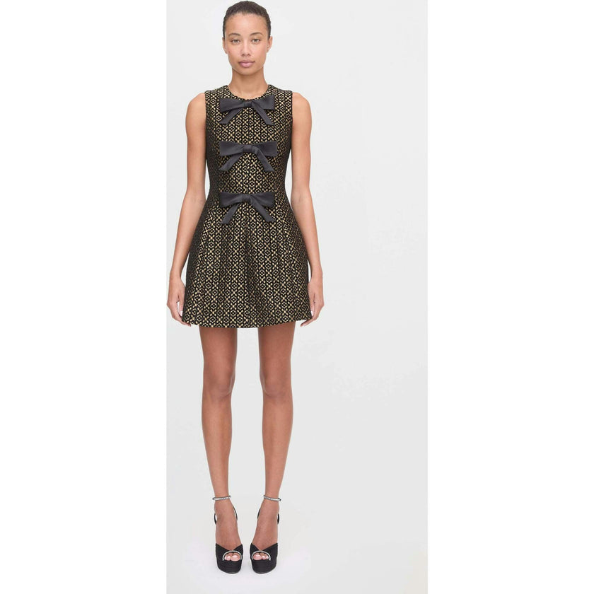The Blythe Bow Dress - Metallic Brocade