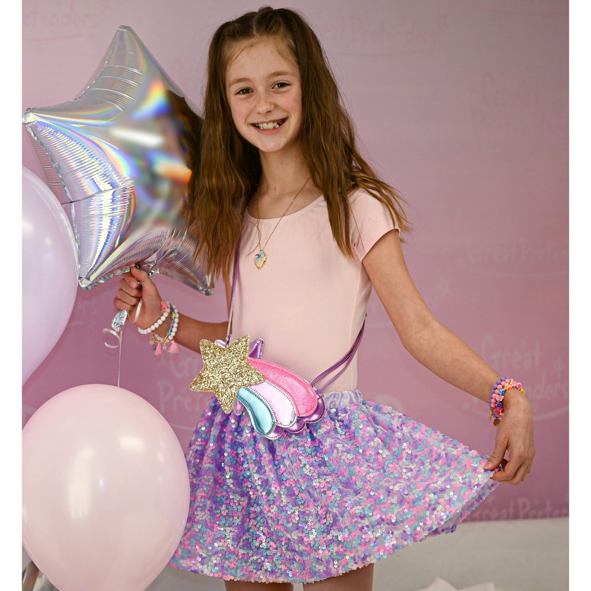 Sequins Skirt with Satin Waistband