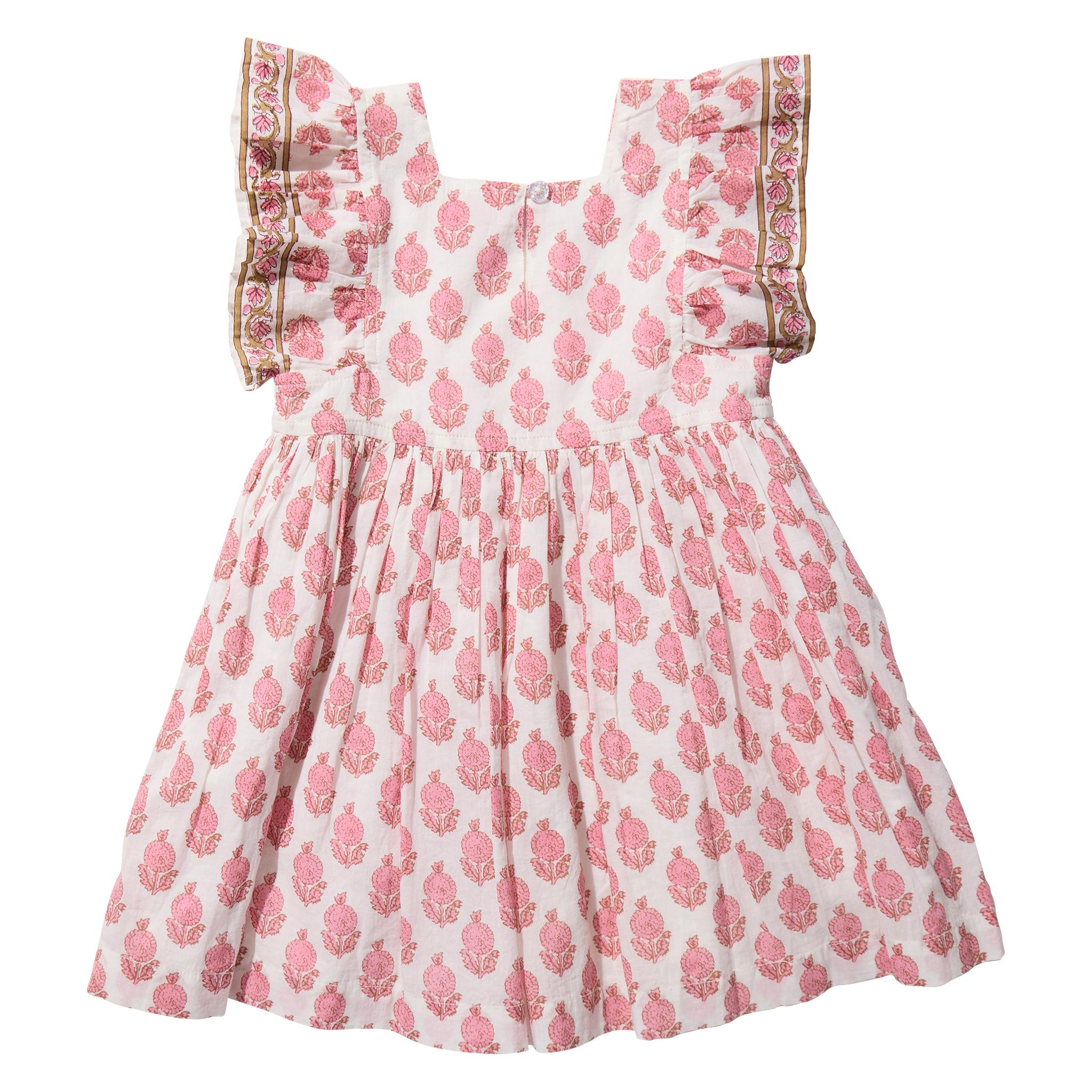 Girls Elsie Dress - Pink Dahlia Floral