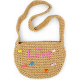 Girls Wicker Crossbody Message Charm Tote