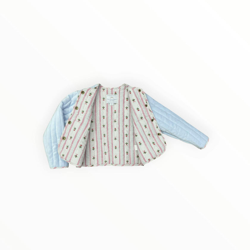 Quilted Velvet Jacket in Frost and Holiday Dot Stripe | Girls Jacket