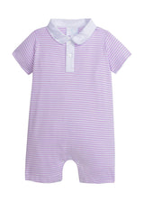 Peter Pan Polo Romper - Lavender Stripe