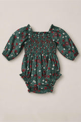 Baby Madeline Romper in Evergreen Merry Ditsy