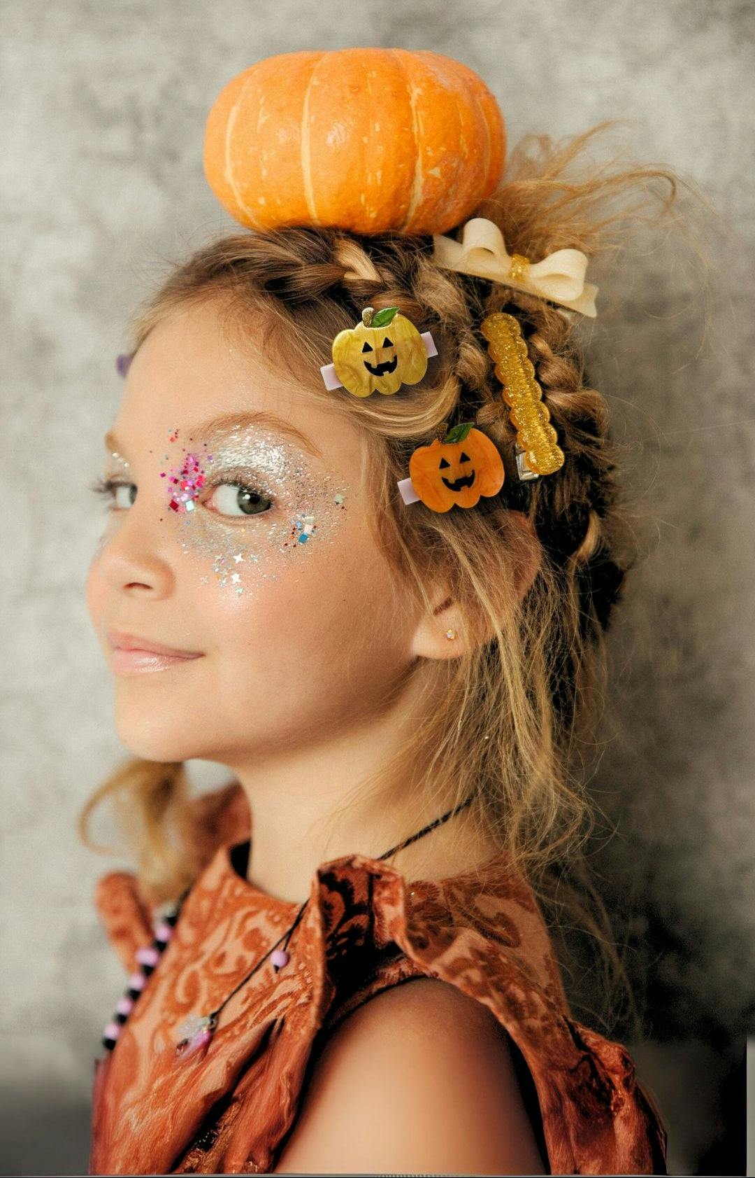 Double Pumpkin Pearlized Hair Clips