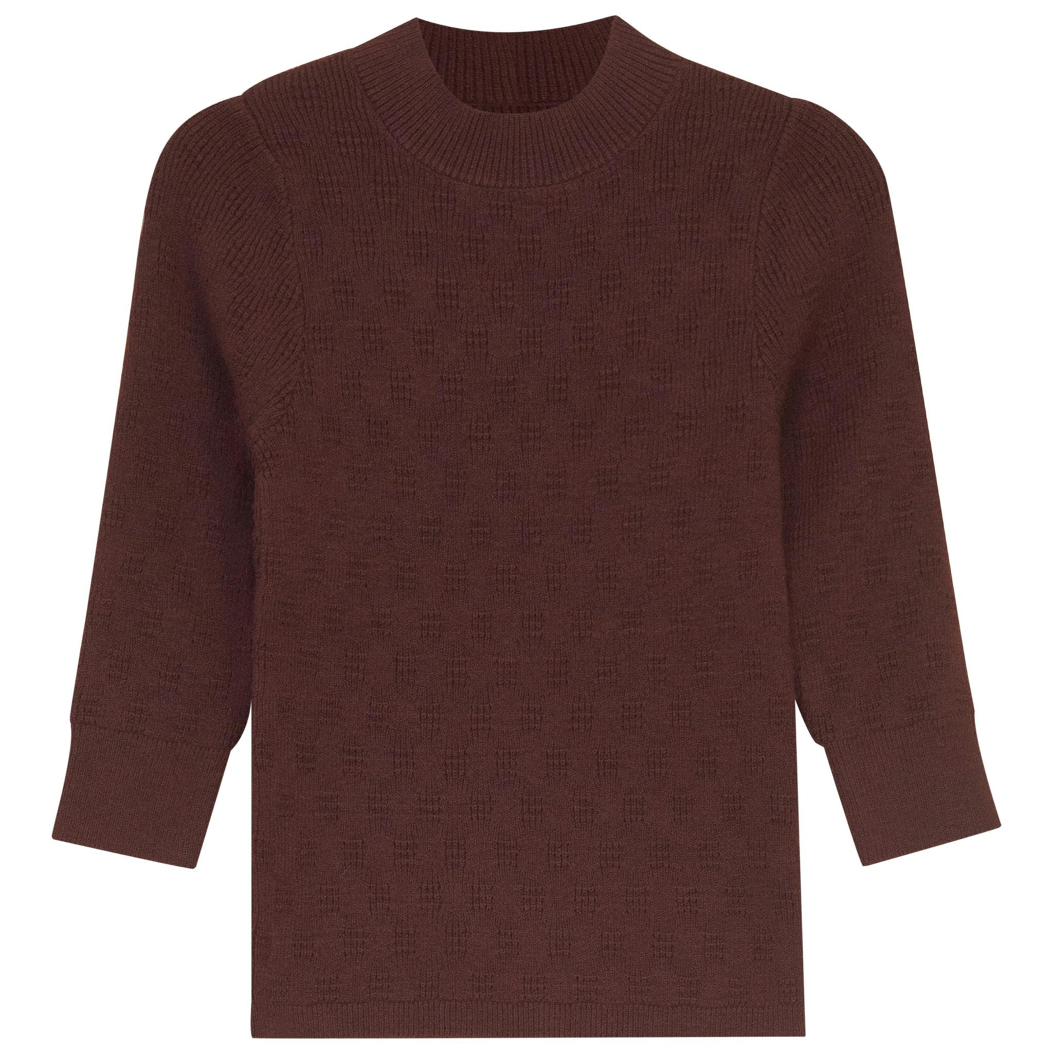 Pointel Knit Mock Neck Top
