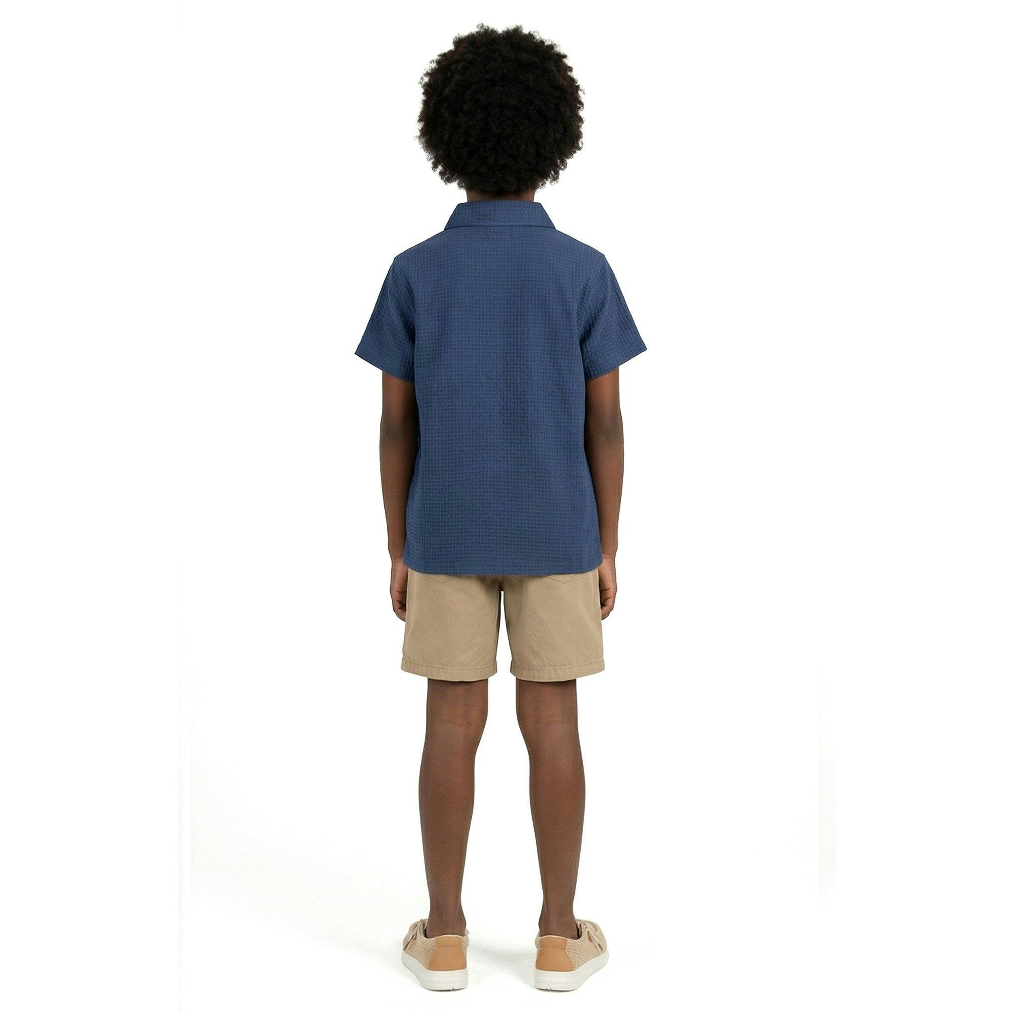 Tween Boys Basket Weave Buttondown Shirt | Navy