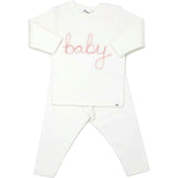 "Baby" Pink Sparkle Embroidered Two Piece Set