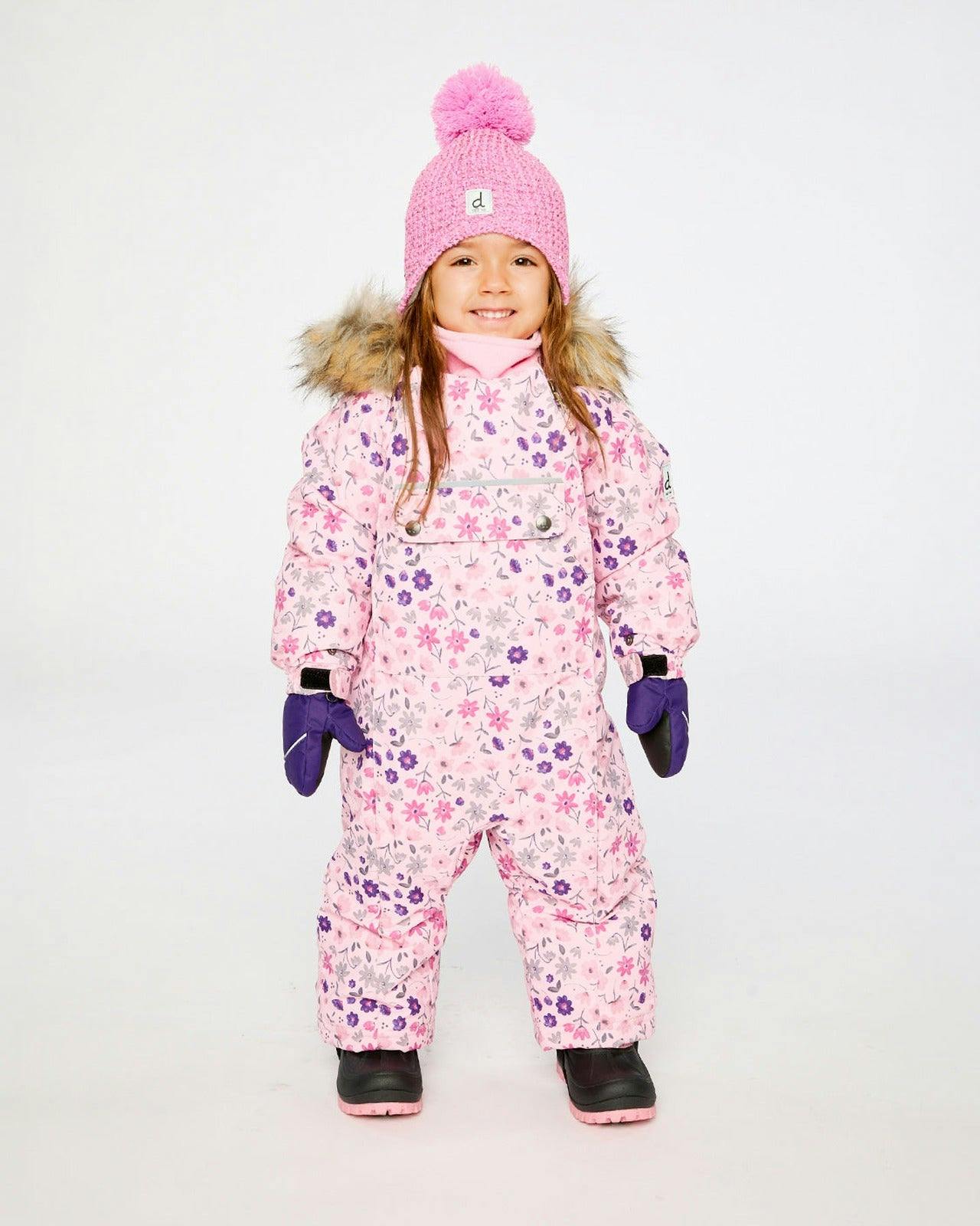 Baby One Piece Snowsuit Adapted For Car Seats Pink Mini Flower Print