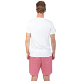 Men's Red Stripe Jersey Sleep Shorts - Organic Stretch Cotton
