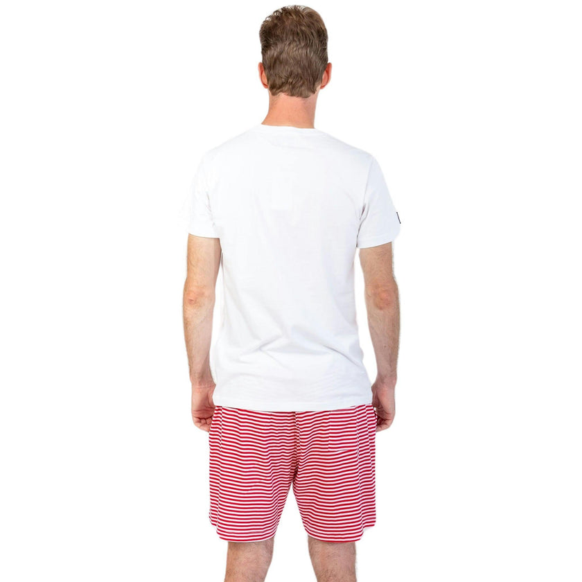 Men's Red Stripe Jersey Sleep Shorts - Organic Stretch Cotton