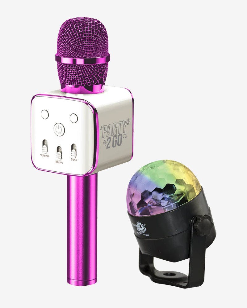 Party2-Go Karaoke Mic Disco Ball Combo