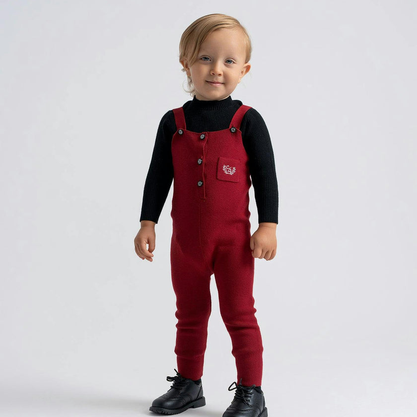 Crest Embroidery Knit Overall