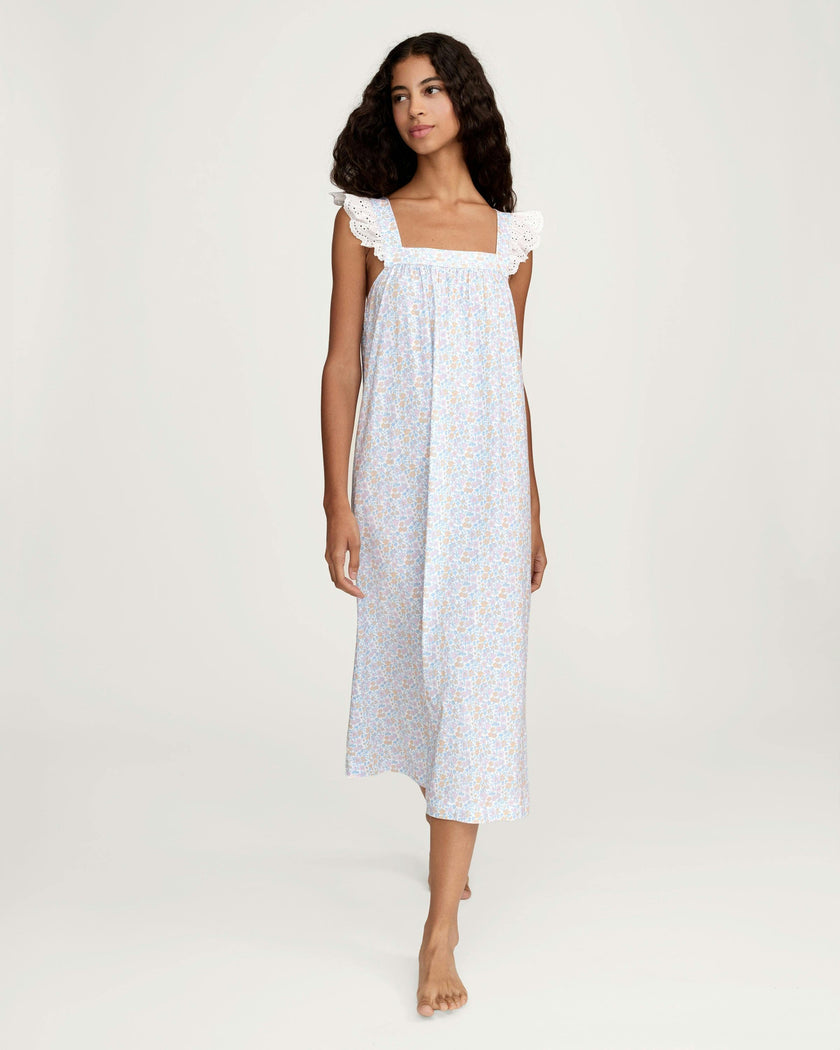 Women's Lightweight Pima Clara Nightgown in Fleur Blanche