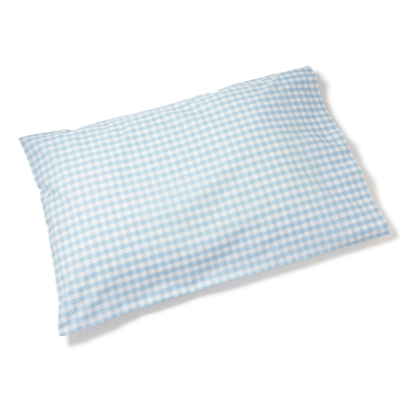 Luxe Premium Percale Bed Sheets in Light Blue Gingham