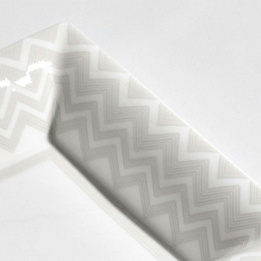 Tray Zig Zag Rectangular Large In Luxury Box White 8.5" X 6.75"