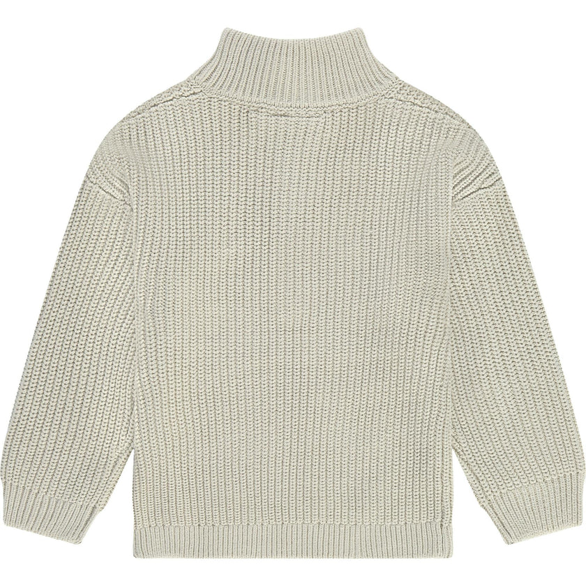 Rib Knit Mock Collar Quarter-Zipped Sweater