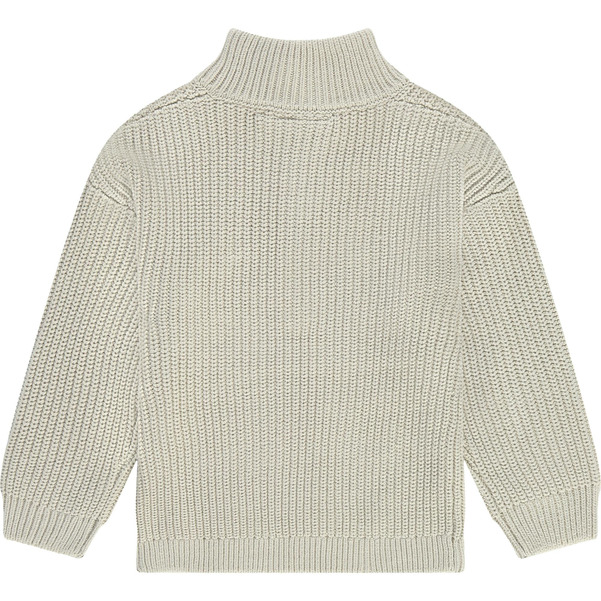 Rib Knit Mock Collar Quarter-Zipped Sweater